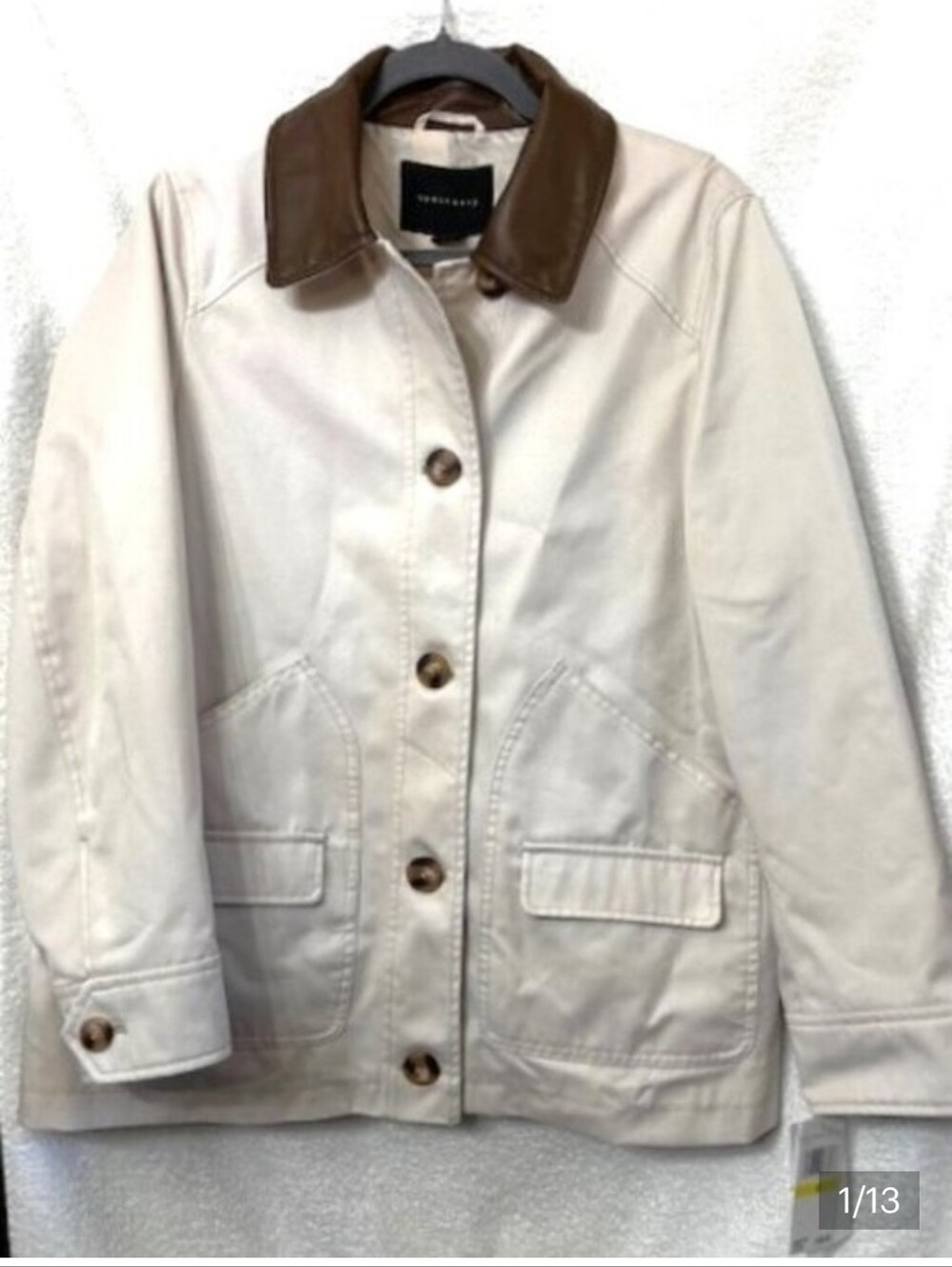 Sanctuary Barn Jacket all-weather 5-button coat in Moonbeam NWT Women's Size M